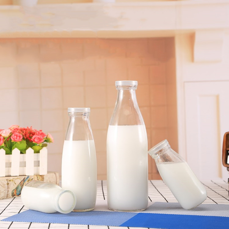 100ml 200ml 250ml 500ml 1000ml clear glass milk bottle yogurt bottle with plastic cap