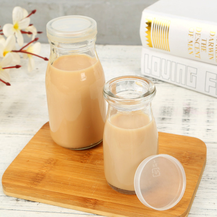 100ml 200ml 250ml 500ml 1000ml clear glass milk bottle yogurt bottle with plastic cap