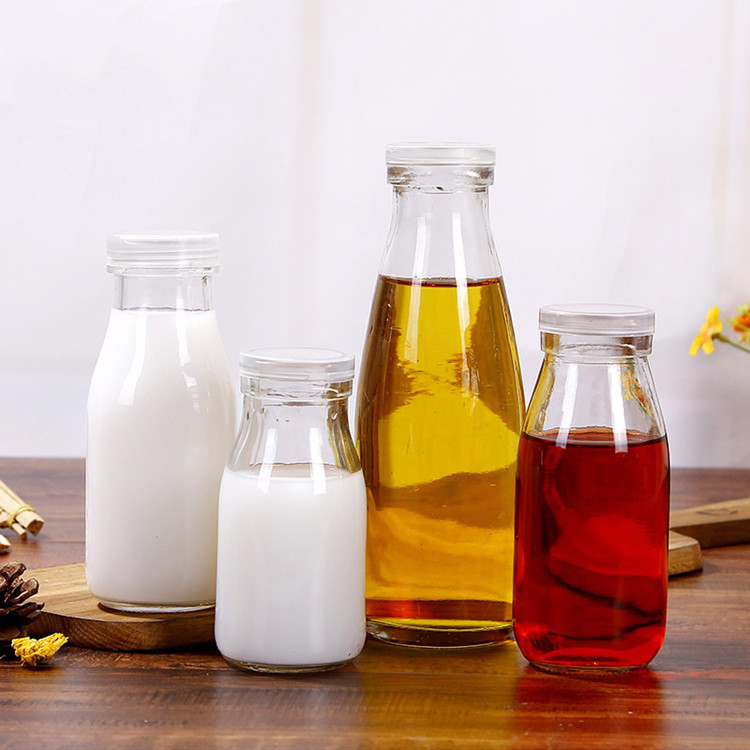 100ml 200ml 250ml 500ml 1000ml clear glass milk bottle yogurt bottle with plastic cap