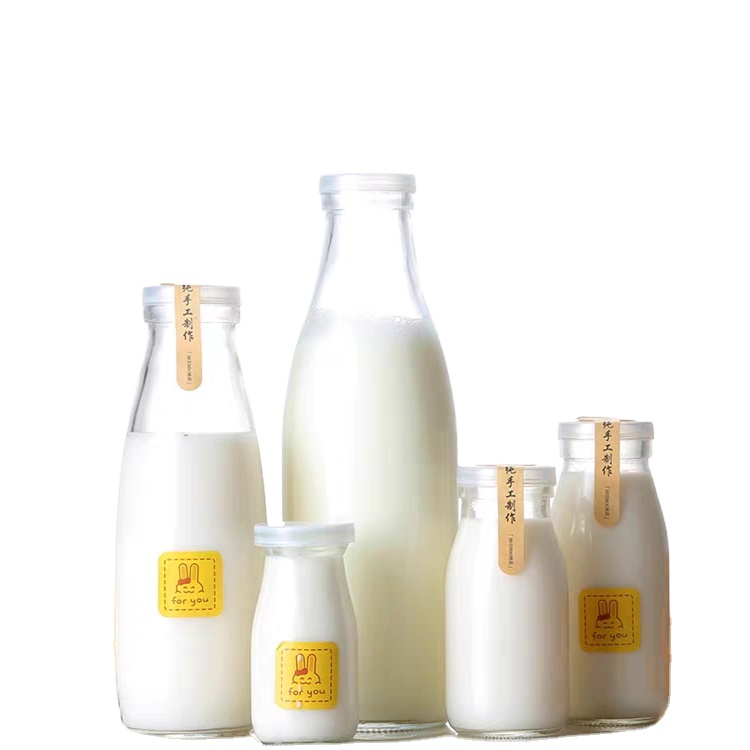 100ml 200ml 250ml 500ml 1000ml empty glass bottle for milk coffee with plastic or metal lid