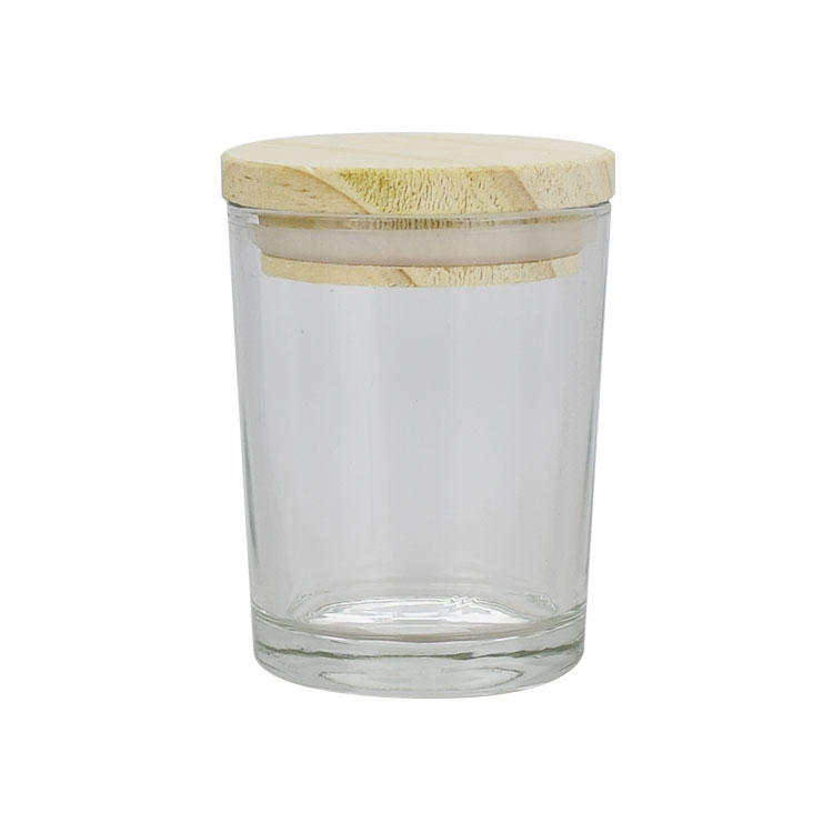 100ml 200ml 250ml clear tin candle jars candle glass jar with wooden lid