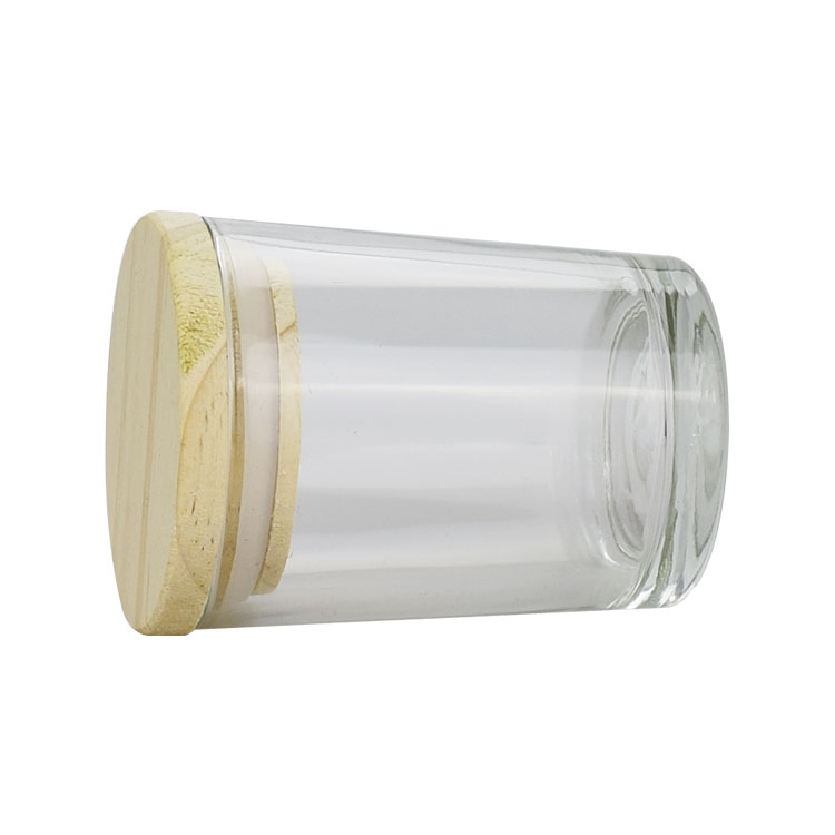 100ml 200ml 250ml clear tin candle jars candle glass jar with wooden lid