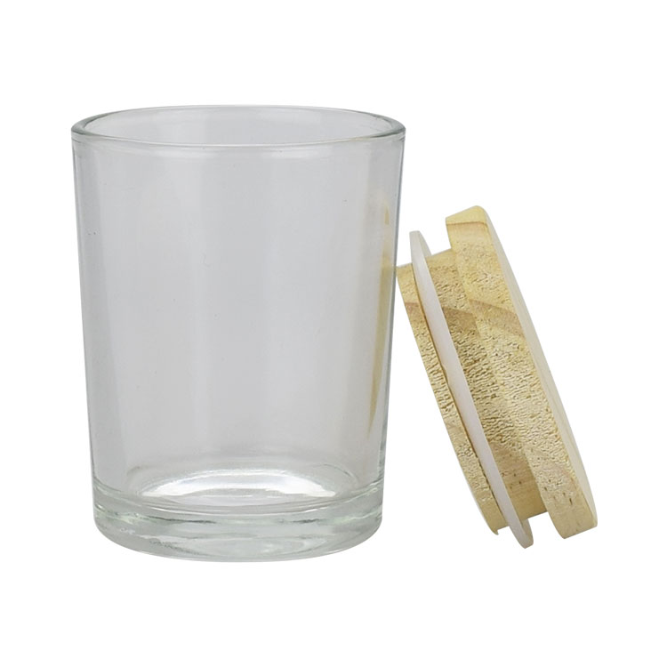 100ml 200ml 250ml clear tin candle jars candle glass jar with wooden lid