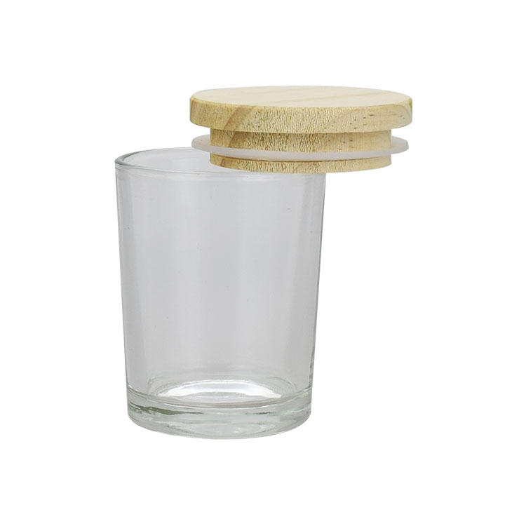 100ml 200ml 250ml clear tin candle jars candle glass jar with wooden lid