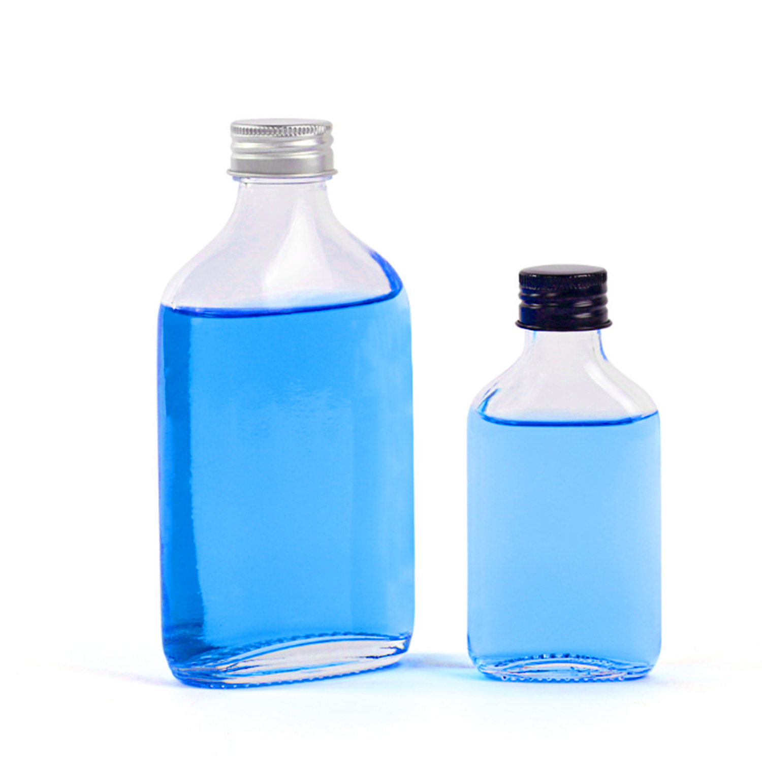 100ml 200ml 250ml flat beverage coffee water glass bottle with screw lid and sticker label