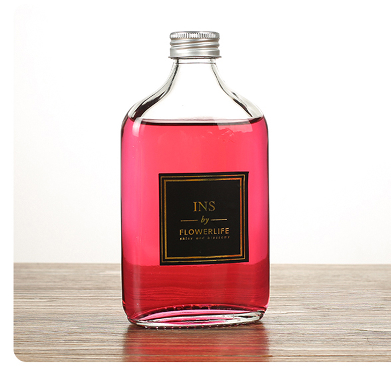 100ml 200ml 250ml flat empty customized glass miniature mini alcohol bottle liquor glass bottle