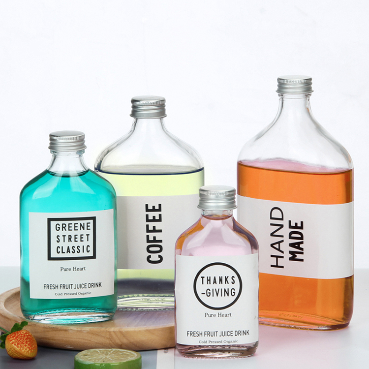 100ml 200ml 250ml flat empty customized glass miniature mini alcohol bottle liquor glass bottle