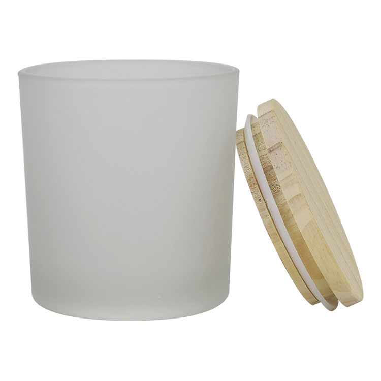 100ml 200ml 250ml frost glass concrete candle jar custom candle jars bamboo lid wood candle jar