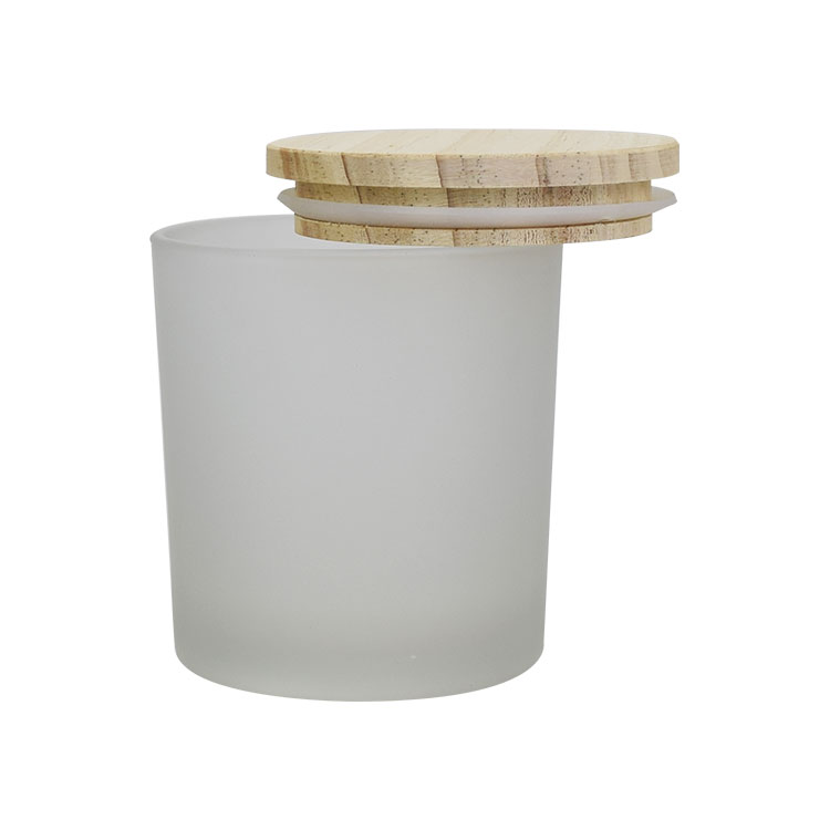 100ml 200ml 250ml frost glass concrete candle jar custom candle jars bamboo lid wood candle jar