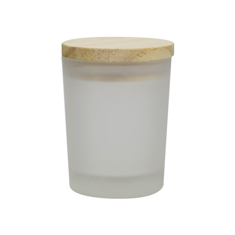 100ml 200ml 250ml frosted custom glass candle jar with bamboo lid wholesale