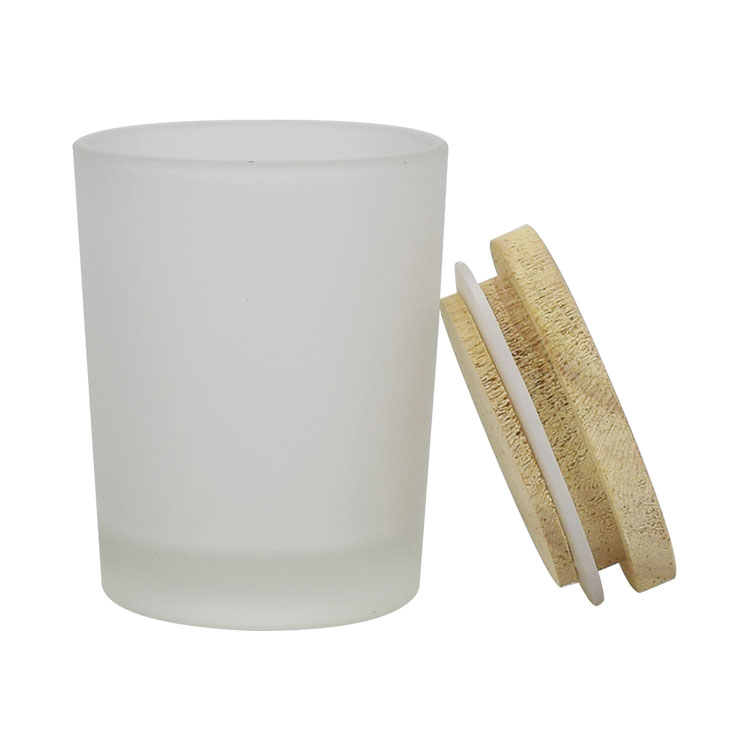 100ml 200ml 250ml frosted custom glass candle jar with bamboo lid wholesale