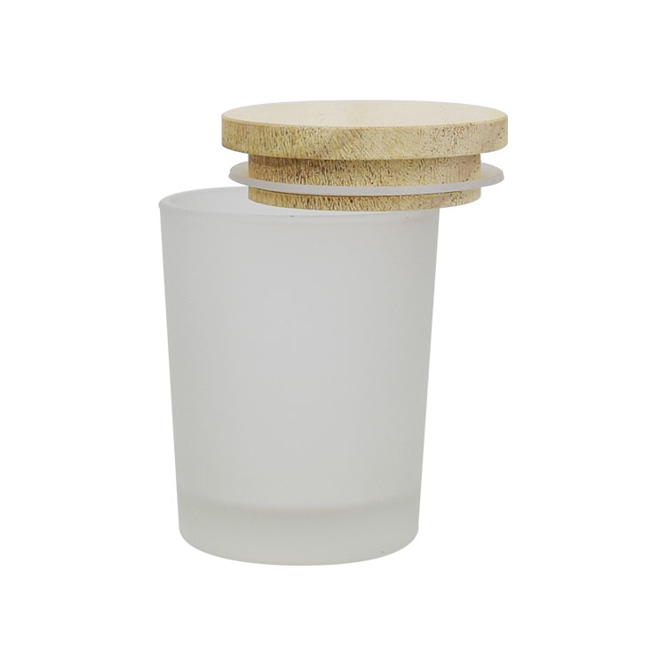 100ml 200ml 250ml frosted custom glass candle jar with bamboo lid wholesale