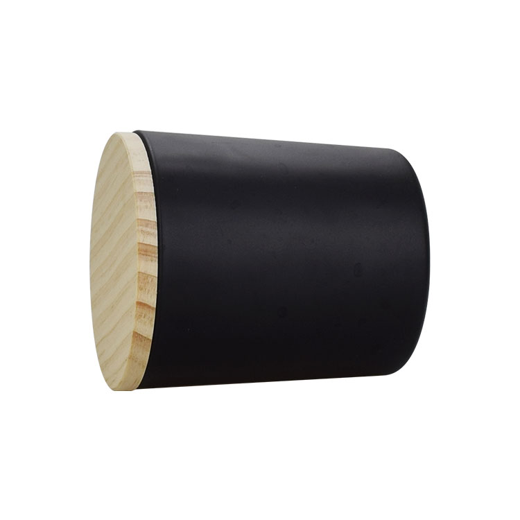 100ml 200ml 250ml frosted mat black dark glass candle jar with wooden lid