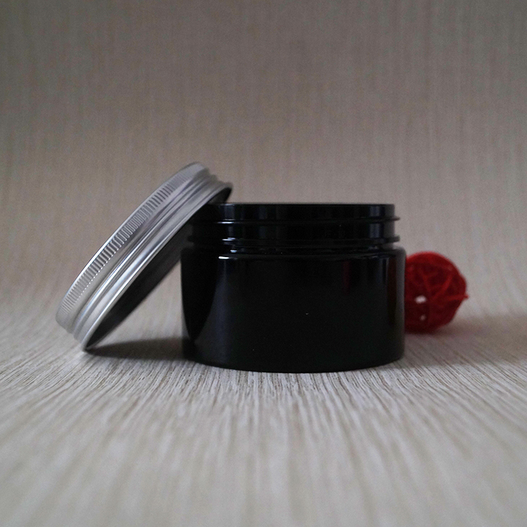 100ml 200ml 250ml hair PET container uv black matte plastic jar with lids