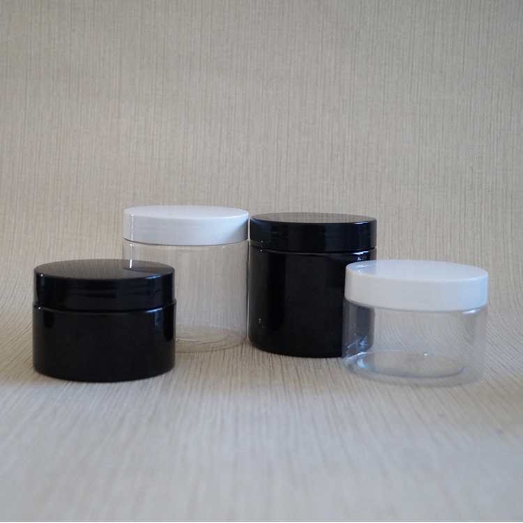100ml 200ml 250ml hair PET container uv black matte plastic jar with lids