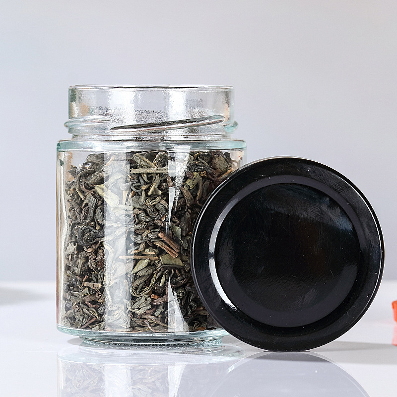 100ml 200ml 280ml 380ml 500ml 730ml round clear food glass jar contain for packaging honey jelly eith metal lid