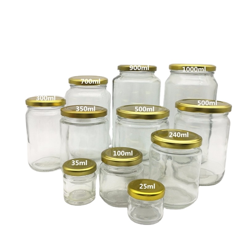 100ml 200ml 300ml 500ml 800ml 1000ml hot selling glass jar in bulk round sauce glass jar for kitchen