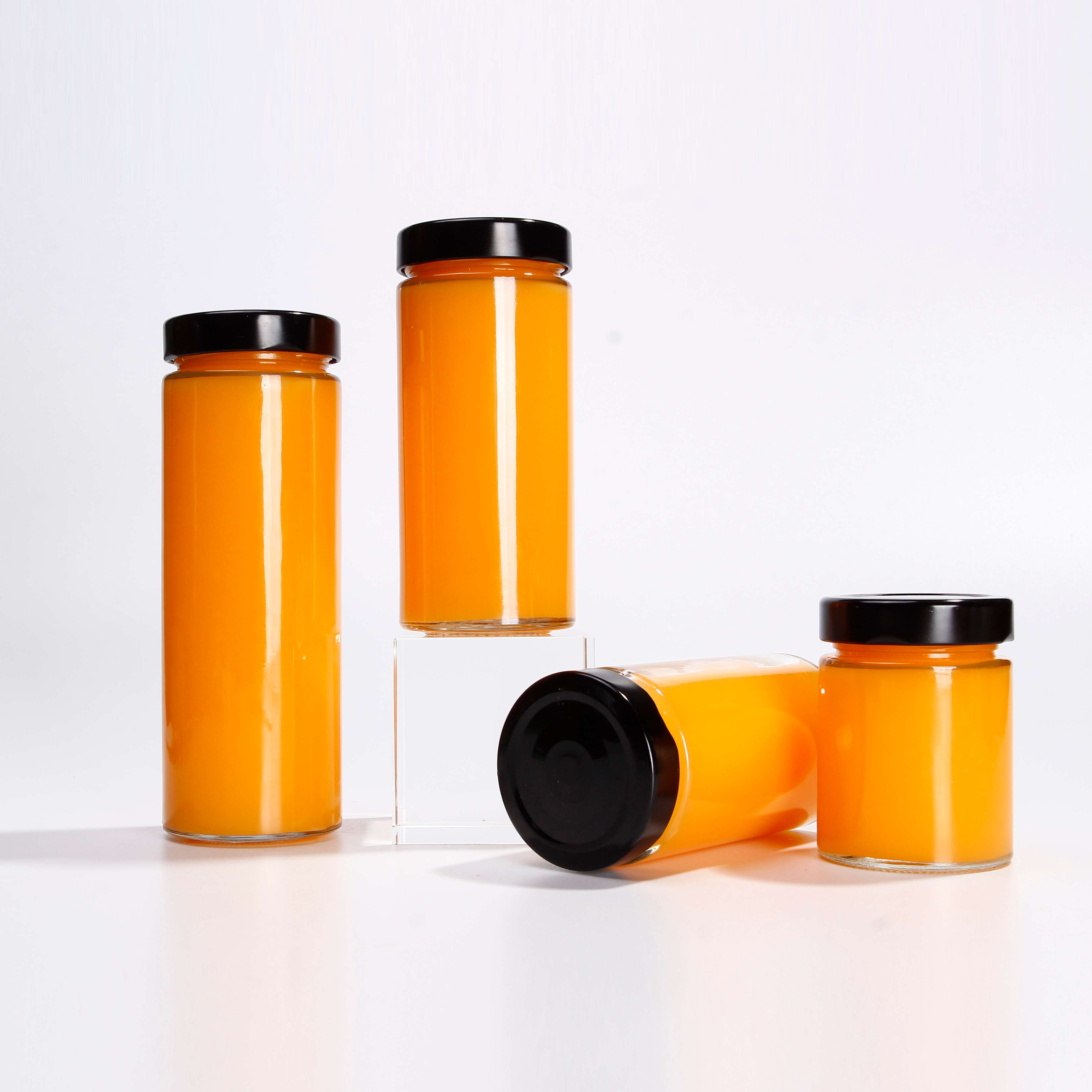 100ml 200ml 300ml 500ml Clear Glass Jars With Lids Cold Pressed Juice Kombucha Glass Bottle