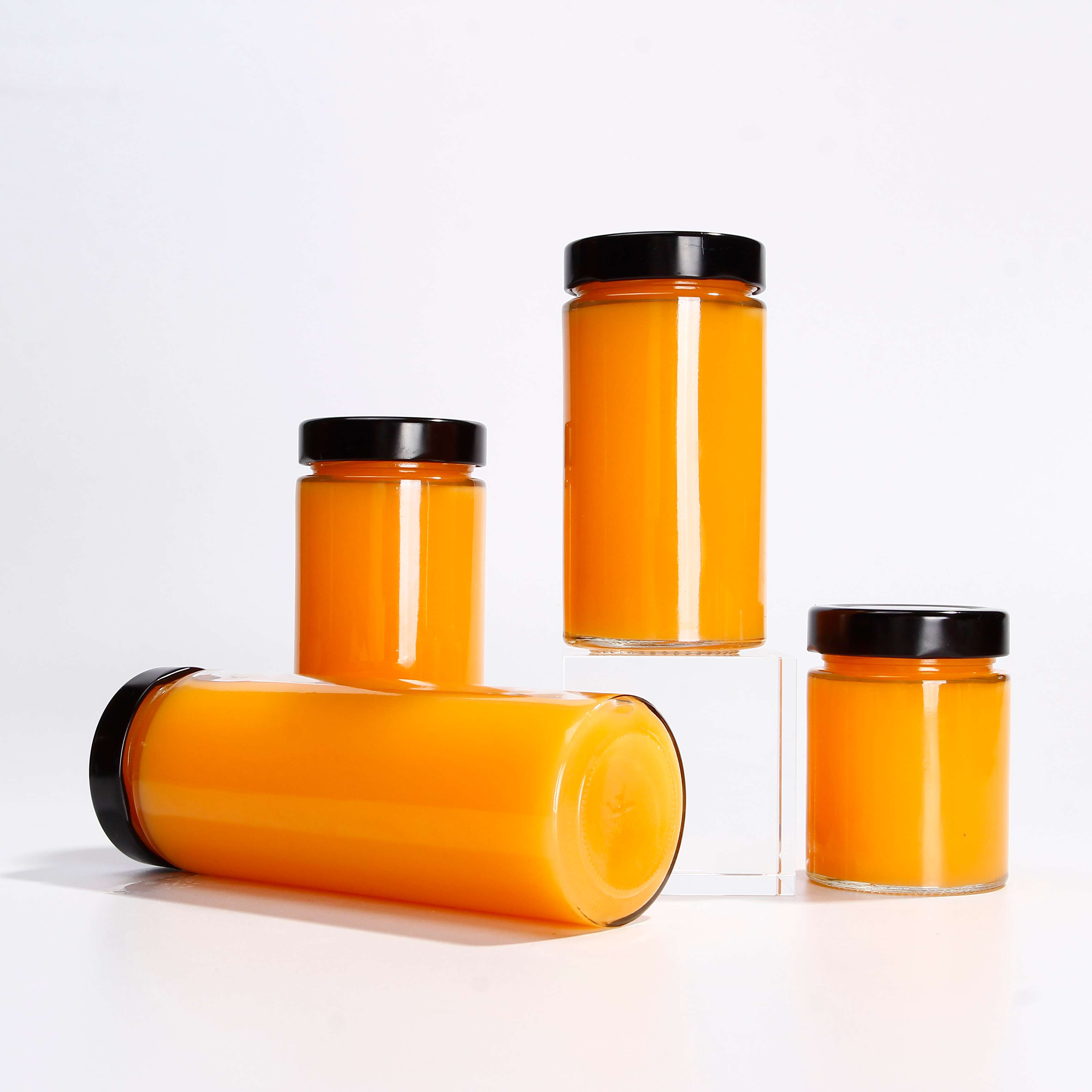 100ml 200ml 300ml 500ml Clear Glass Jars With Lids Cold Pressed Juice Kombucha Glass Bottle