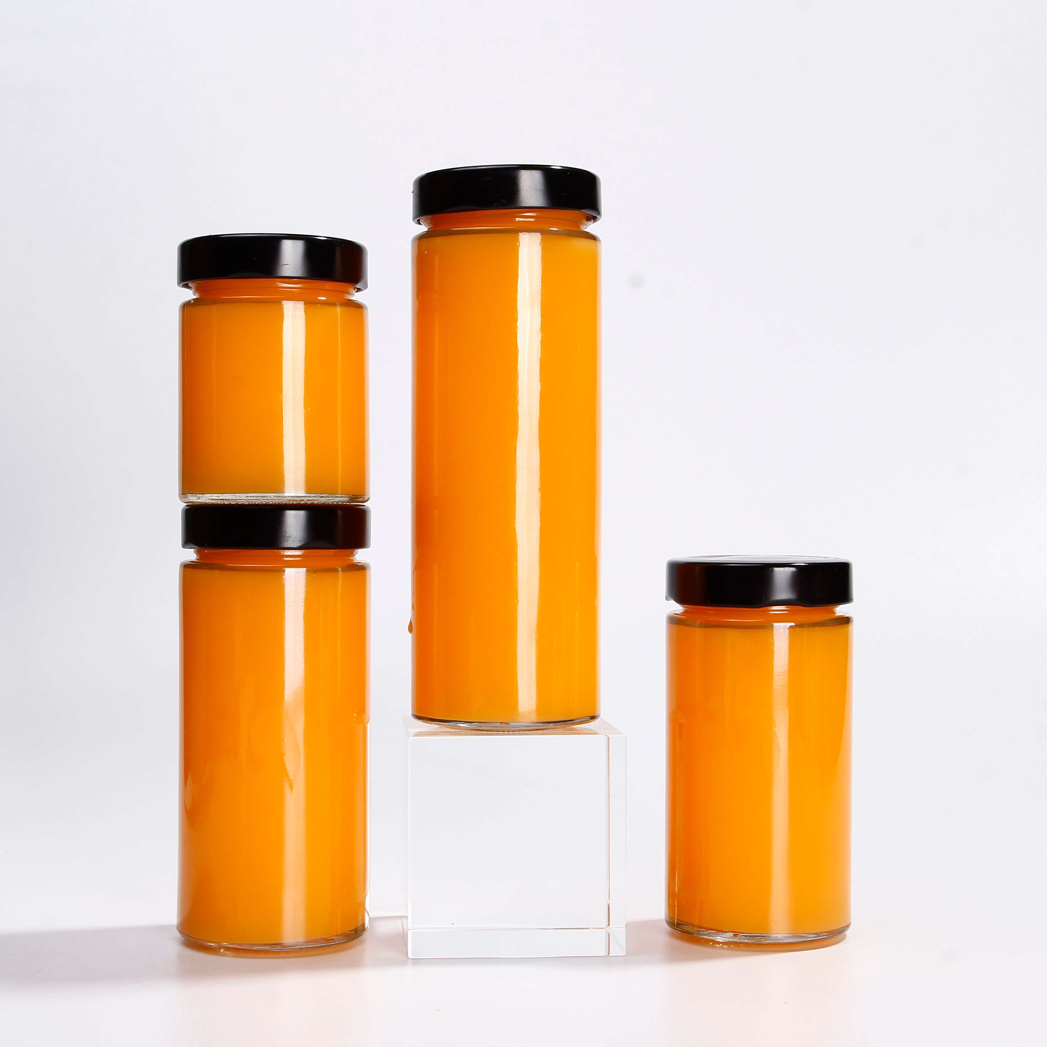 100ml 200ml 300ml 500ml Clear Glass Jars With Lids Cold Pressed Juice Kombucha Glass Bottle