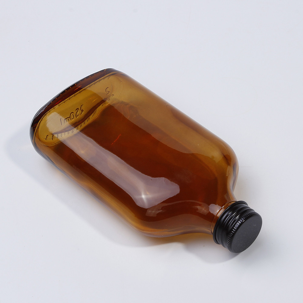 100ml 200ml 300ml Amber Empty Flat Wine Whisky Glass Bottle For Liquor Cold Brew Coffee