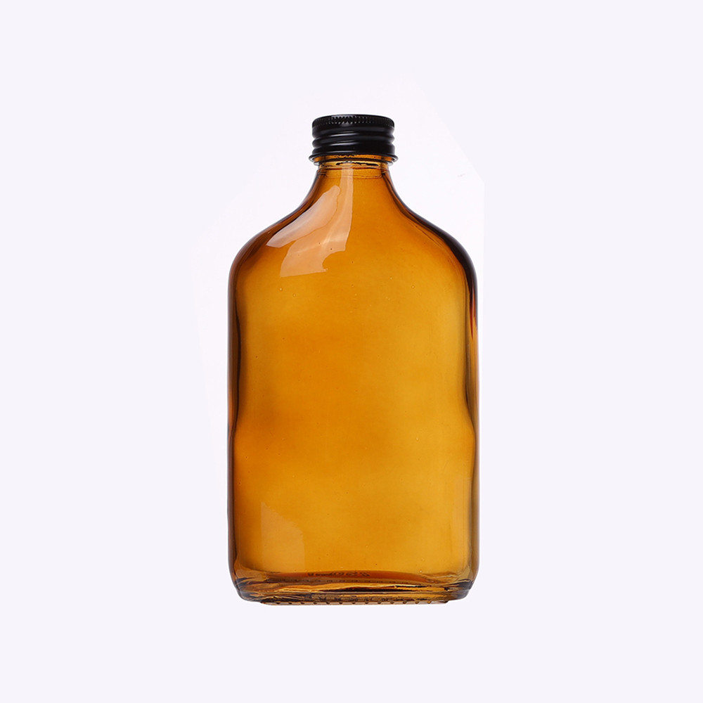 100ml 200ml 300ml Amber Empty Flat Wine Whisky Glass Bottle For Liquor Cold Brew Coffee
