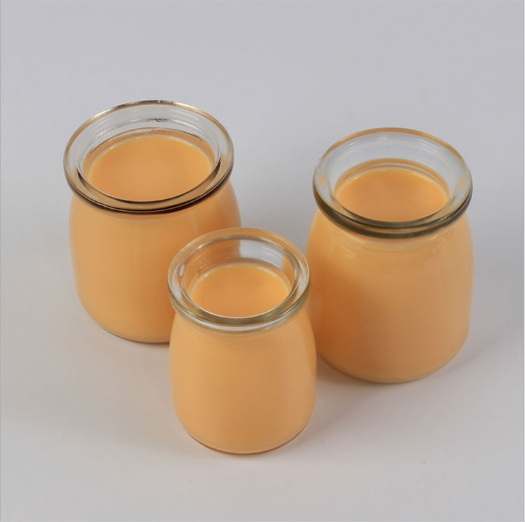 100ml 200ml 300ml Round shape Plastic cover Yogurt glass bottle pudding jar jelly jar