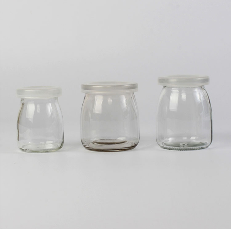 100ml 200ml 300ml Round shape Plastic cover Yogurt glass bottle pudding jar jelly jar