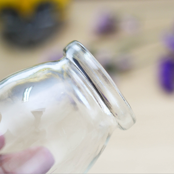 100ml 200ml 300ml Round shape Plastic cover Yogurt glass bottle pudding jar jelly jar