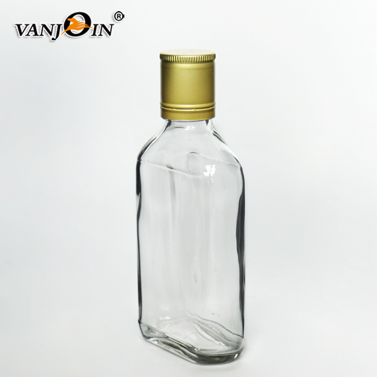 100ml 200ml 350ml 500ml Clear Glass Flat Shape Cold Brew Coffee Bottle Wine Bottle With Black Screw Lid