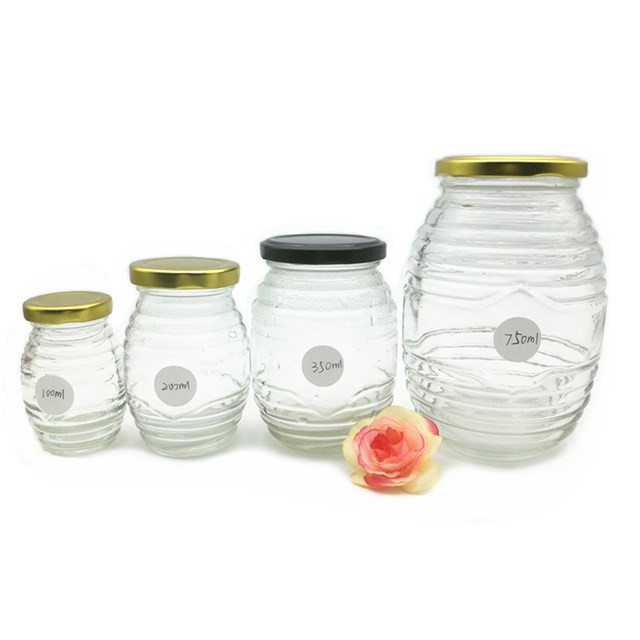 100ml 200ml 350ml 750ml clear honeycomb jars glass honey jars wholesale