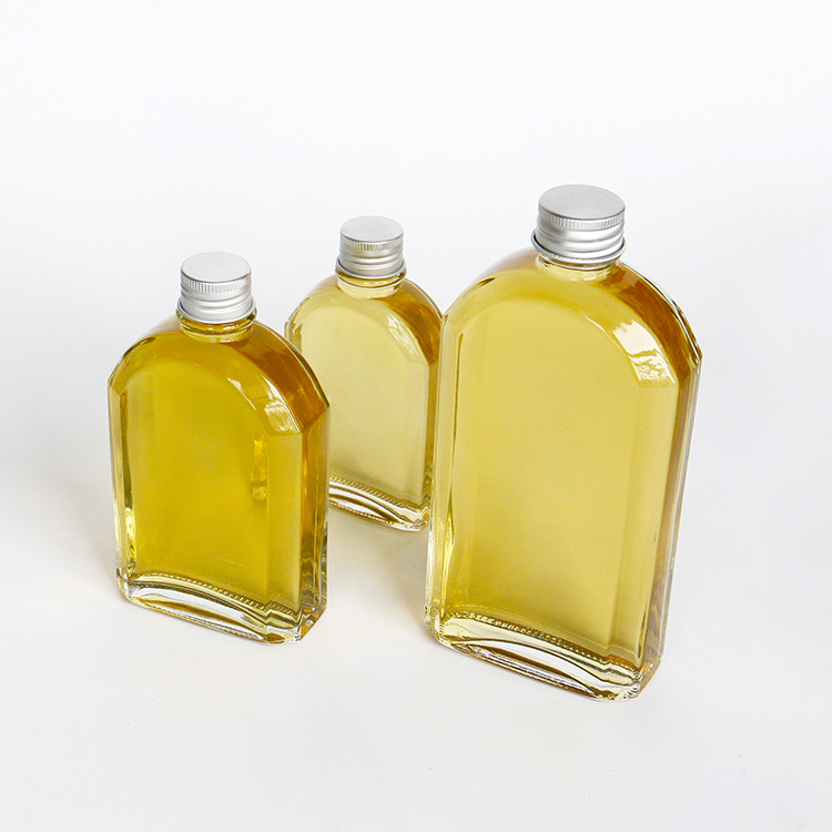 100ml 200ml 350ml Flat Flask Wine Cold Brew Sauce Glass Bottle With Metal Lid