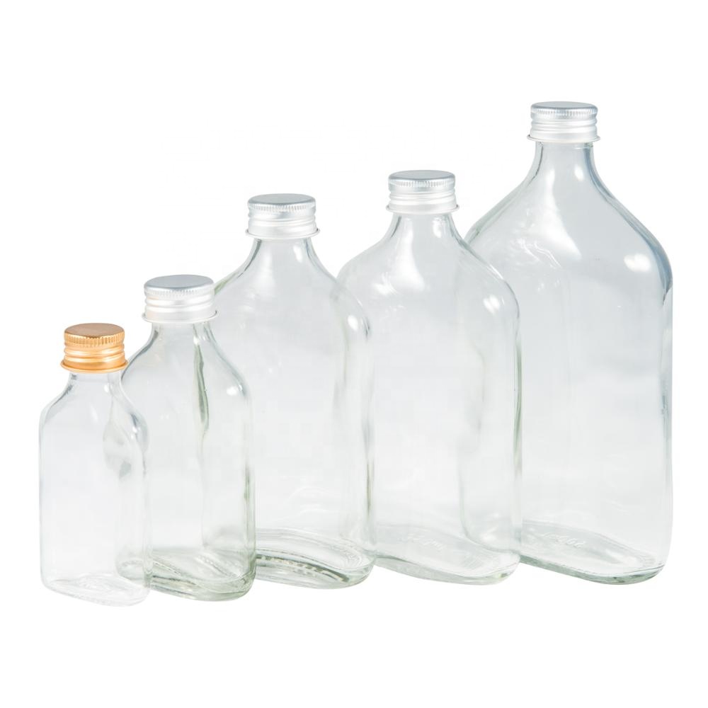 100ml 200ml 500ml glass flat alcohol liquor drinking glass bottle for beverage