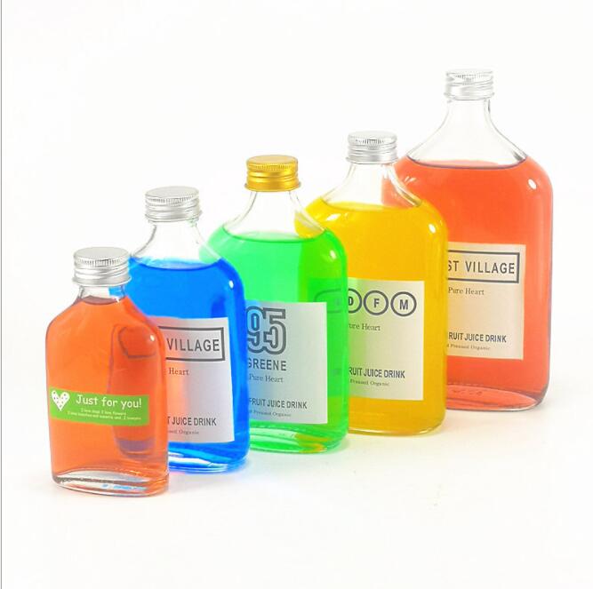 100ml 200ml 500ml glass flat alcohol liquor drinking glass bottle for beverage