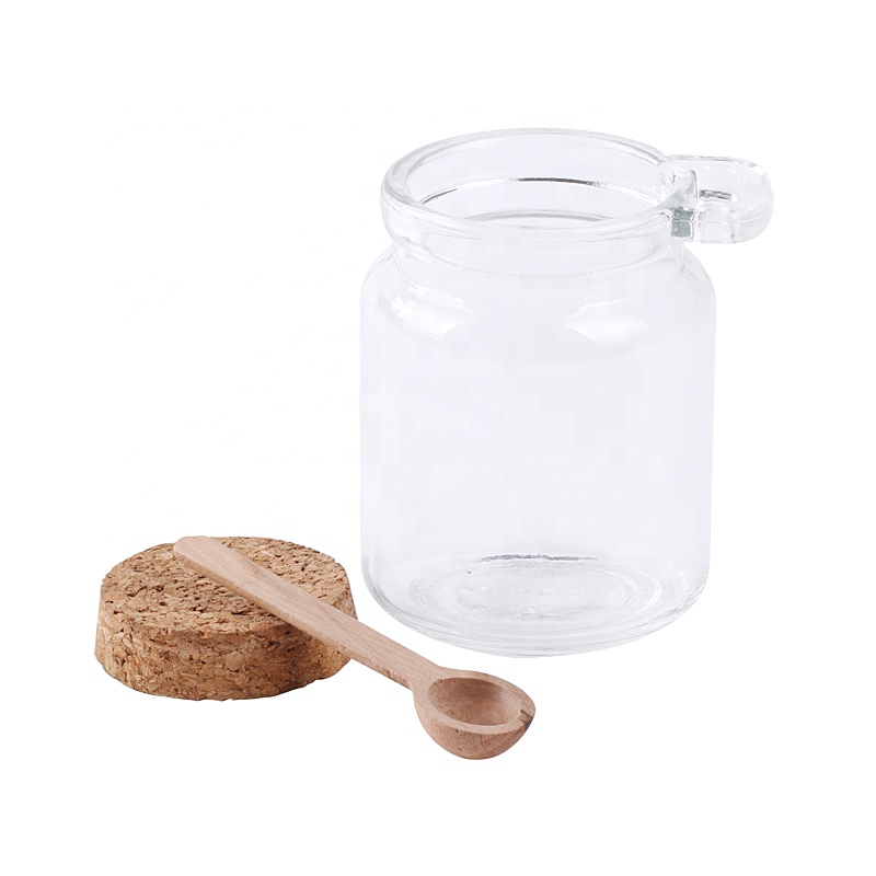100ml 200ml Body Scrub Jars Honey Glass Bottle Vial Spice Jar With Cork Lid And Wooden Spoon