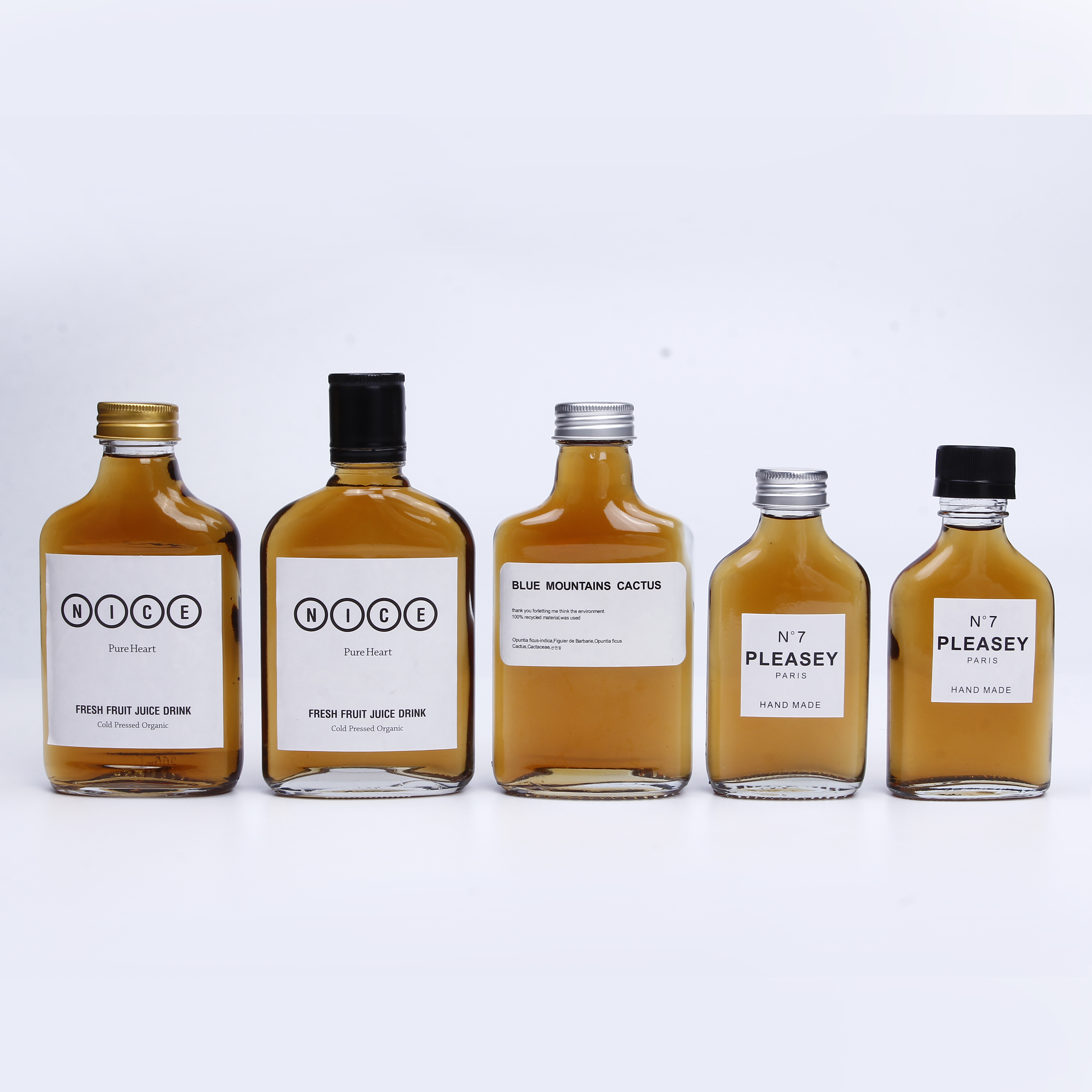 100ml 200ml Clear Glass Flat Flask Bottle With Aulumin Cap Coold Brew Coffee Bottle