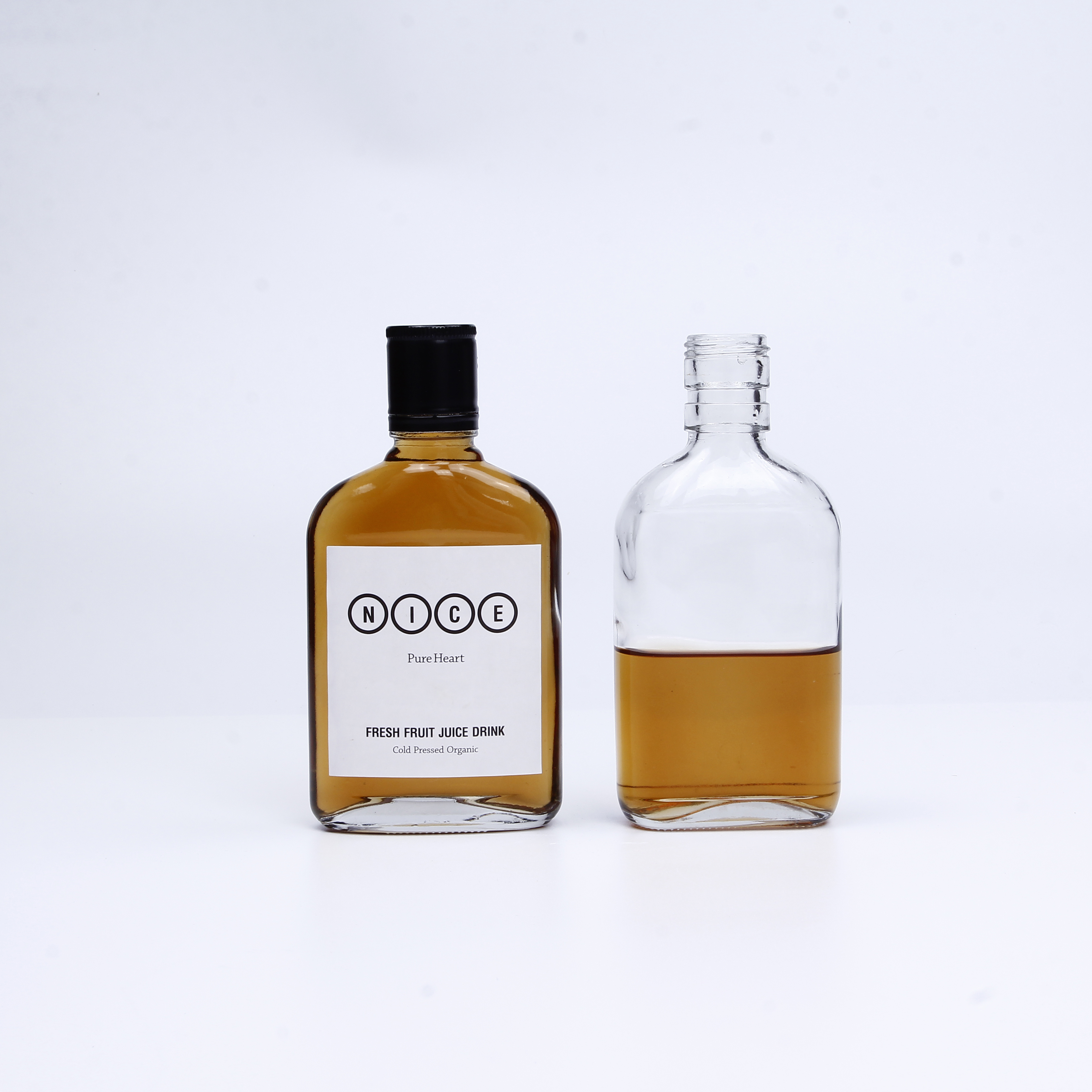 100ml 200ml Clear Glass Flat Flask Bottle With Aulumin Cap Coold Brew Coffee Bottle