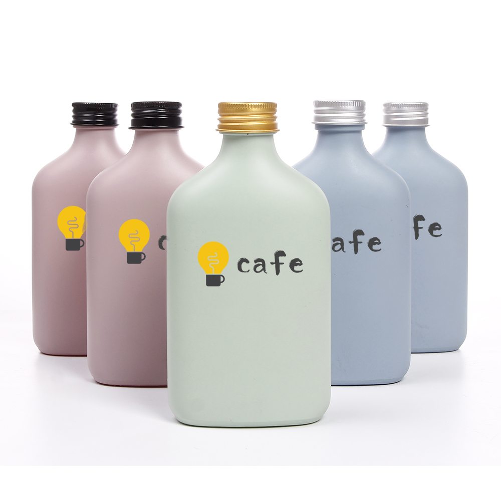 100ml 200ml Color Printing Empty Juice Coffee Flat Glass Bottle Beverage Cold Brew Bottle