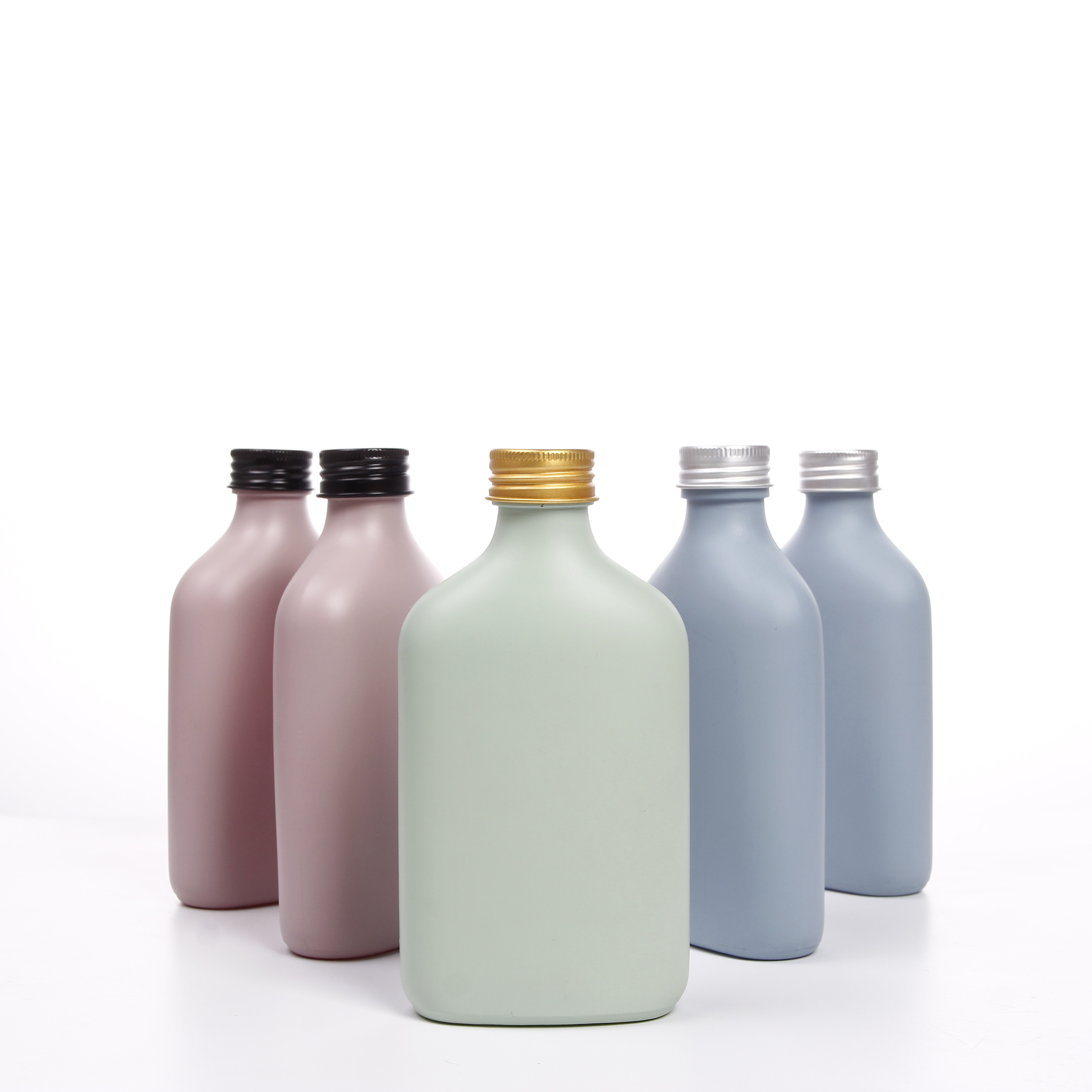 100ml 200ml Color Printing Empty Juice Coffee Flat Glass Bottle Beverage Cold Brew Bottle