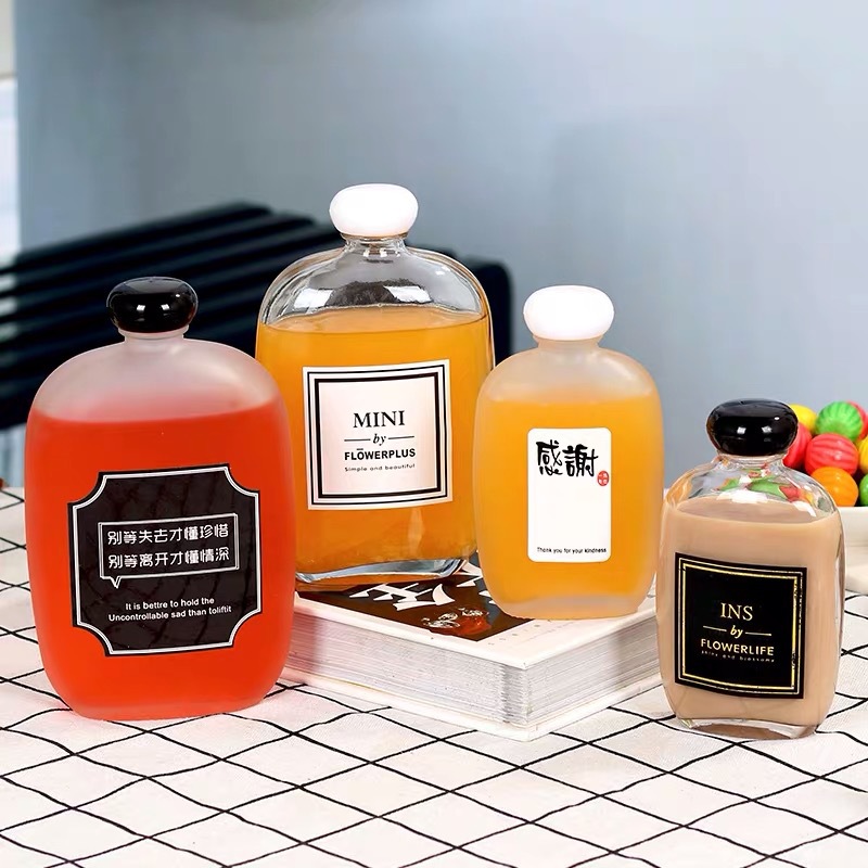 100ml 200ml Flaks Liquor Flat Bottle for Juice Coffee Water Wine Beverage