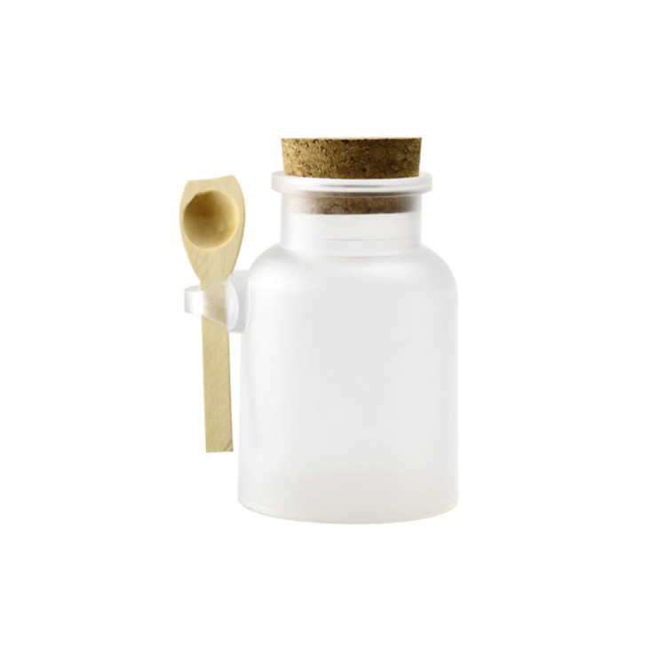 100ml 200ml Round Clear Color Scrub Bath Salt Jars Cosmetic cream Jar Wood Spoon Packaging Bottles bath salt bottles