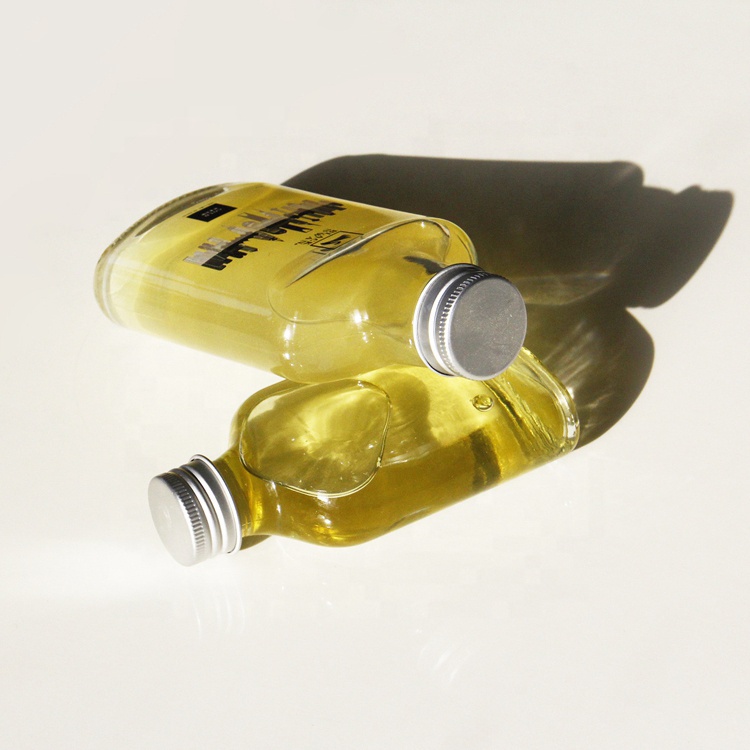 100ml 200ml Stocked Flat Glass Bottle Hip Flask Glass Bottle With Metal Screw Lid For Whisky Vodka Cold Brew Coffee