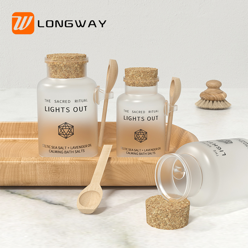 100ml 200ml Wholesale ABS plastic bath salt bottle jar with spoon for cosmetic container
