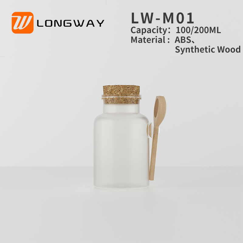 100ml 200ml Wholesale ABS plastic bath salt bottle jar with spoon for cosmetic container