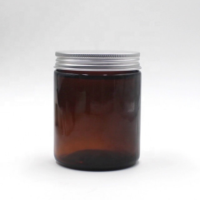 100ml 200ml amber glass jar with silver aluminium lid