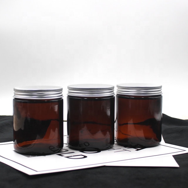 100ml 200ml amber glass jar with silver aluminium lid