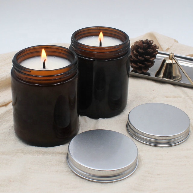 100ml 200ml amber glass jar with silver aluminium lid