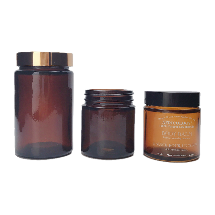 100ml 200ml amber round glass cosmetic jar for face cream