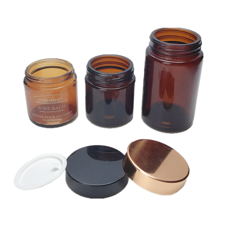 100ml 200ml amber round glass cosmetic jar for face cream