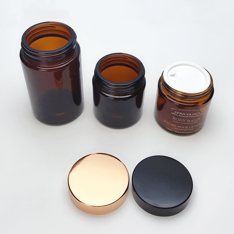 100ml 200ml amber round glass cosmetic jar for face cream